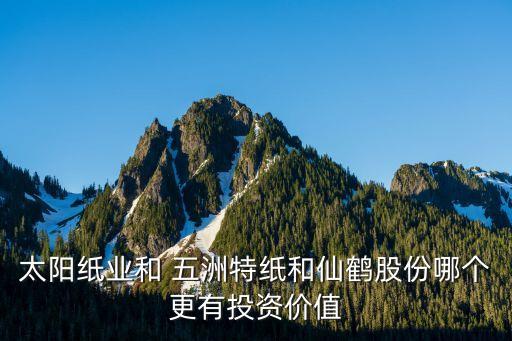太陽(yáng)紙業(yè)和 五洲特紙和仙鶴股份哪個(gè)更有投資價(jià)值