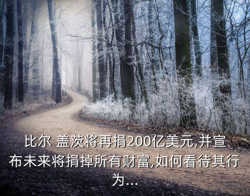 比爾 蓋茨將再捐200億美元,并宣布未來將捐掉所有財富,如何看待其行為...