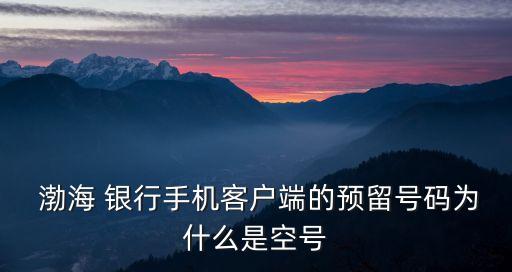  渤海 銀行手機客戶端的預(yù)留號碼為什么是空號