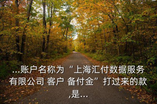 ...賬戶名稱為“上海匯付數(shù)據(jù)服務(wù)有限公司 客戶 備付金”打過(guò)來(lái)的款,是...