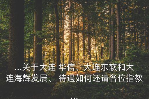 ...關于大連 華信、大連東軟和大連海輝發(fā)展、 待遇如何還請各位指教...