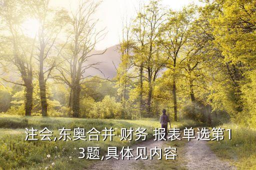 注會,東奧合并 財務 報表單選第13題,具體見內容