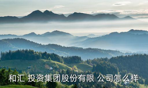 和匯 投資集團股份有限 公司怎么樣