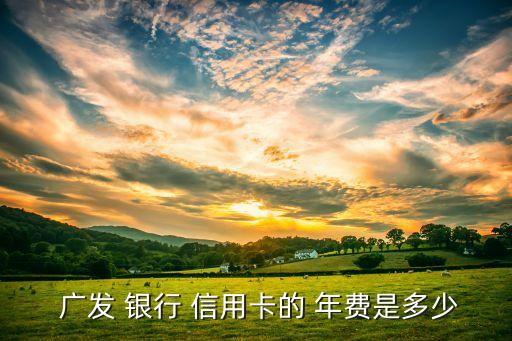 廣發(fā) 銀行 信用卡的 年費是多少
