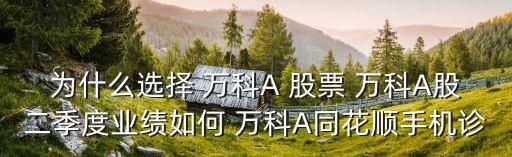 為什么選擇 萬科A 股票 萬科A股二季度業(yè)績?nèi)绾?萬科A同花順手機(jī)診