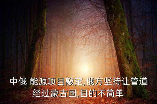 中俄 能源項(xiàng)目敲定,俄方堅(jiān)持讓管道經(jīng)過蒙古國(guó),目的不簡(jiǎn)單