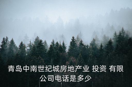 青島中南世紀城房地產業(yè) 投資 有限公司電話是多少