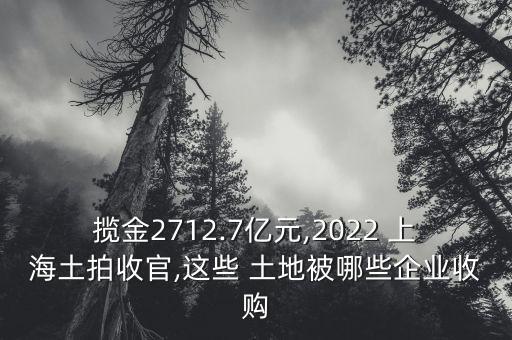 攬金2712.7億元,2022 上海土拍收官,這些 土地被哪些企業(yè)收購