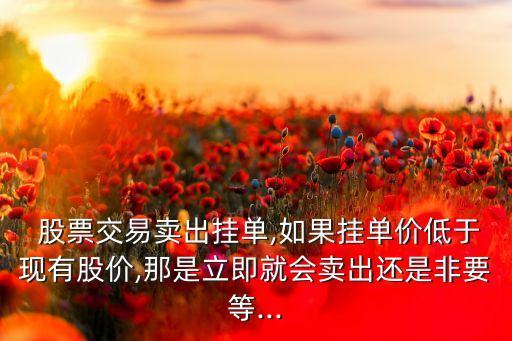 賣股票時(shí)候小于當(dāng)前價(jià)是否成交