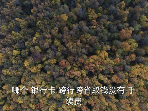 哪個(gè) 銀行卡 跨行跨省取錢沒(méi)有 手續(xù)費(fèi)