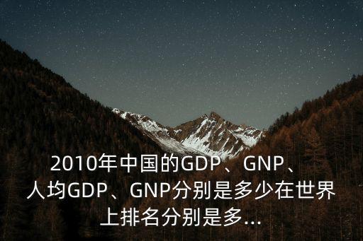 2010年中國的GDP、GNP、 人均GDP、GNP分別是多少在世界上排名分別是多...
