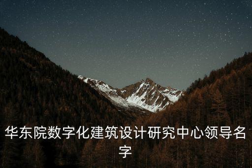 華東院數(shù)字化建筑設計研究中心領導名字