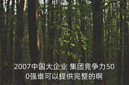 2007中國(guó)大企業(yè) 集團(tuán)競(jìng)爭(zhēng)力500強(qiáng)誰可以提供完整的啊