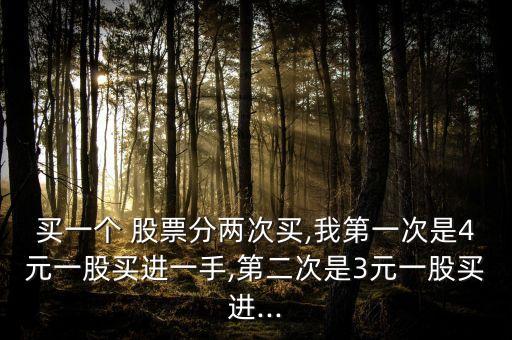 買一個 股票分兩次買,我第一次是4元一股買進一手,第二次是3元一股買進...