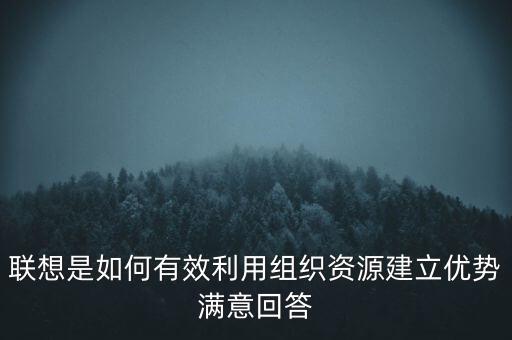 聯(lián)想是如何有效利用組織資源建立優(yōu)勢滿意回答