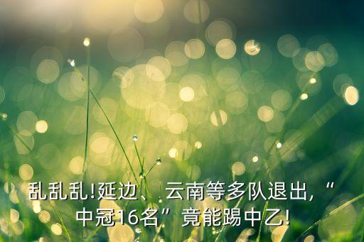 亂亂亂!延邊、 云南等多隊(duì)退出,“中冠16名”竟能踢中乙!