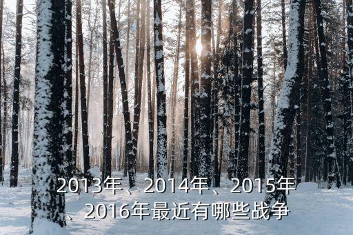 2013年、2014年、2015年、2016年最近有哪些戰(zhàn)爭(zhēng)