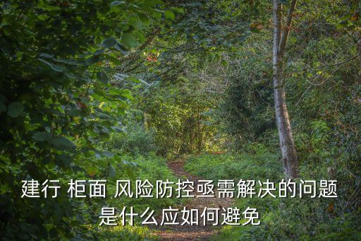 銀行柜面風(fēng)險控制,非柜面風(fēng)險控制了怎么辦