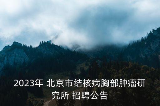 2023年 北京市結核病胸部腫瘤研究所 招聘公告