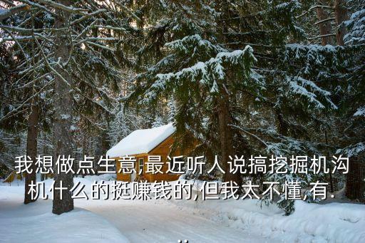 我想做點(diǎn)生意,最近聽人說(shuō)搞挖掘機(jī)溝機(jī)什么的挺賺錢的,但我太不懂,有...
