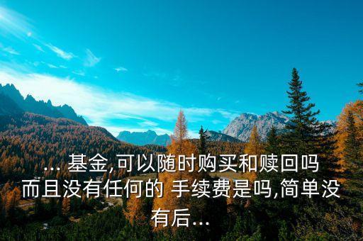 ... 基金,可以隨時(shí)購(gòu)買和贖回嗎而且沒有任何的 手續(xù)費(fèi)是嗎,簡(jiǎn)單沒有后...