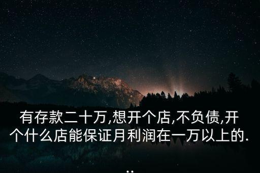 有存款二十萬,想開個店,不負(fù)債,開個什么店能保證月利潤在一萬以上的...