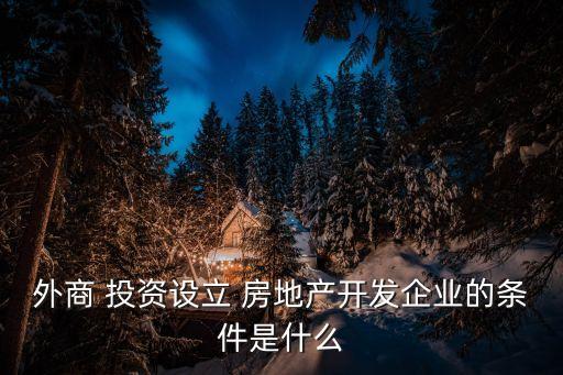 外商 投資設(shè)立 房地產(chǎn)開(kāi)發(fā)企業(yè)的條件是什么