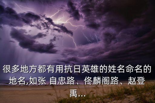 很多地方都有用抗日英雄的姓名命名的地名,如張 自忠路、佟麟閣路、趙登禹...