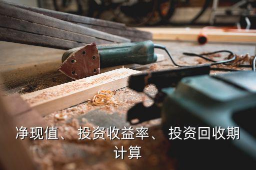 凈現值、 投資收益率、 投資回收期計算