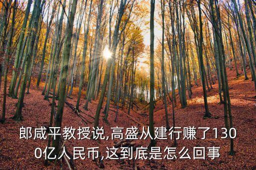 郎咸平教授說,高盛從建行賺了1300億人民幣,這到底是怎么回事