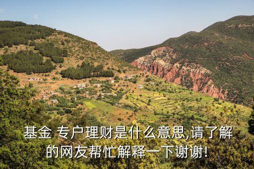  基金 專戶理財是什么意思,請了解的網友幫忙解釋一下謝謝!