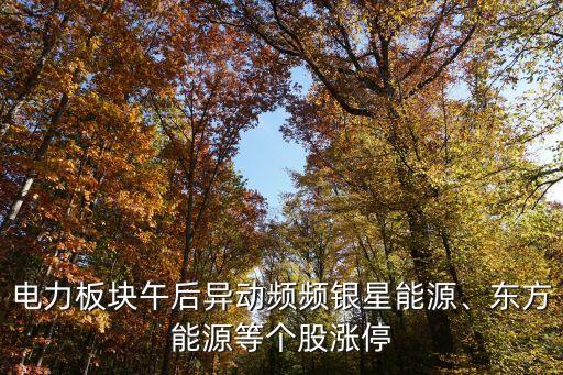 電力板塊午后異動(dòng)頻頻銀星能源、東方能源等個(gè)股漲停