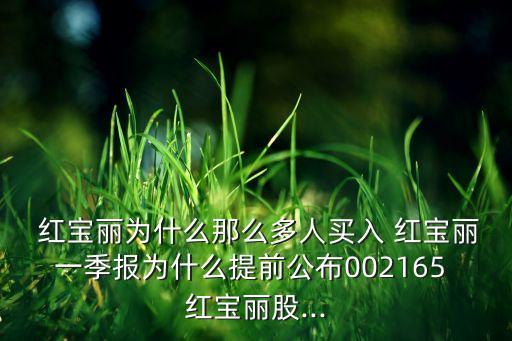  紅寶麗為什么那么多人買入 紅寶麗一季報(bào)為什么提前公布002165 紅寶麗股...