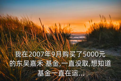 我在2007年9月購(gòu)買(mǎi)了5000元的東吳嘉禾 基金,一直沒(méi)取,想知道 基金一直在運(yùn)...