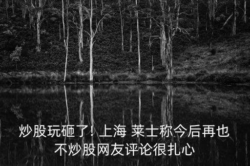 炒股玩砸了! 上海 萊士稱今后再也不炒股網(wǎng)友評(píng)論很扎心
