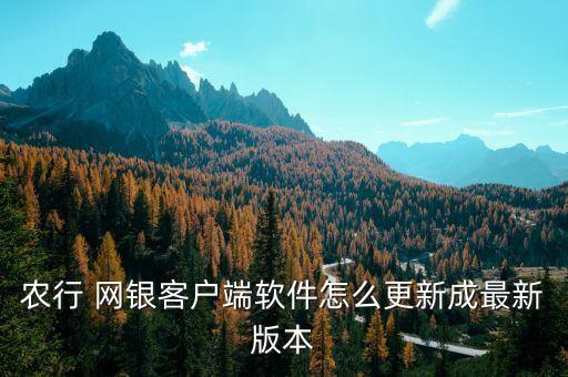農行 網銀客戶端軟件怎么更新成最新版本