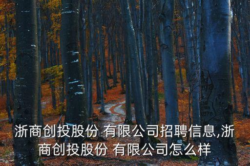 浙商創(chuàng)投股份 有限公司招聘信息,浙商創(chuàng)投股份 有限公司怎么樣