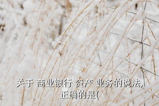 關于 商業(yè)銀行 資產 業(yè)務的說法,正確的是(