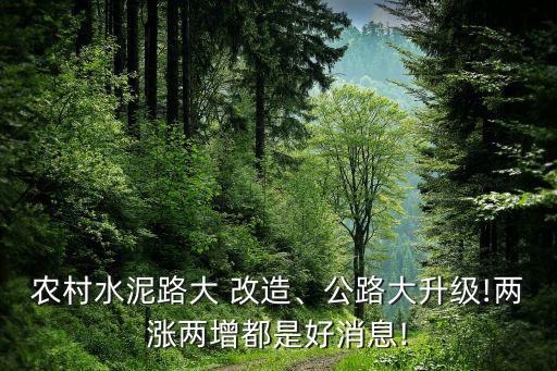 農(nóng)村水泥路大 改造、公路大升級!兩漲兩增都是好消息!