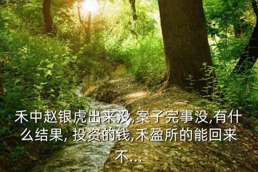 禾中趙銀虎出來(lái)沒(méi),案子完事沒(méi),有什么結(jié)果, 投資的錢,禾盈所的能回來(lái)不...