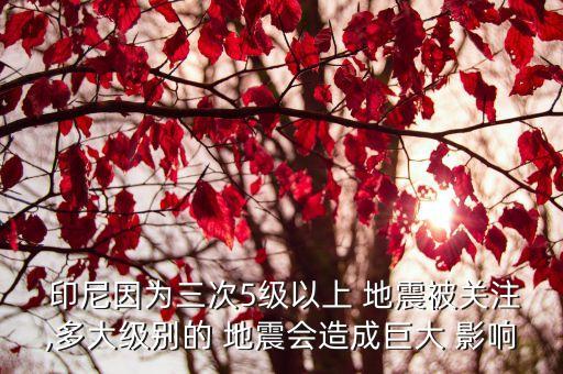  印尼因為三次5級以上 地震被關注,多大級別的 地震會造成巨大 影響