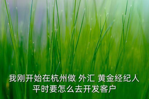 我剛開(kāi)始在杭州做 外匯 黃金經(jīng)紀(jì)人平時(shí)要怎么去開(kāi)發(fā)客戶(hù)