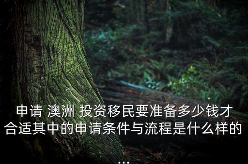 申請(qǐng) 澳洲 投資移民要準(zhǔn)備多少錢(qián)才合適其中的申請(qǐng)條件與流程是什么樣的...