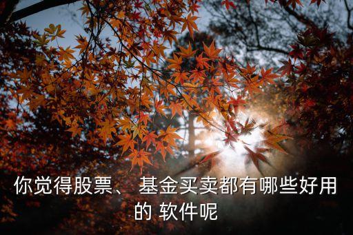 你覺(jué)得股票、 基金買(mǎi)賣都有哪些好用的 軟件呢