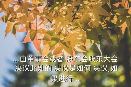 ...由董事會(huì)或者 股東會(huì)股東大會(huì) 決議此處的 決議是如何 決議,如果進(jìn)行...
