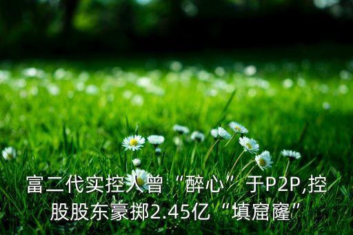 富二代實控人曾“醉心”于P2P,控股股東豪擲2.45億“填窟窿”