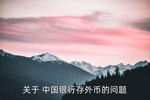 關于 中國銀行存外幣的問題