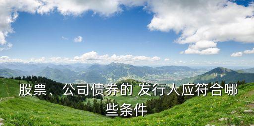  股票、公司債券的 發(fā)行人應(yīng)符合哪些條件