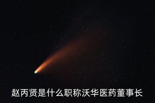 趙丙賢是什么職稱(chēng)沃華醫(yī)藥董事長(zhǎng)