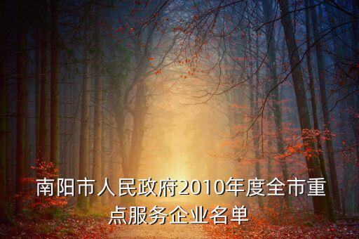  南陽市人民政府2010年度全市重點(diǎn)服務(wù)企業(yè)名單